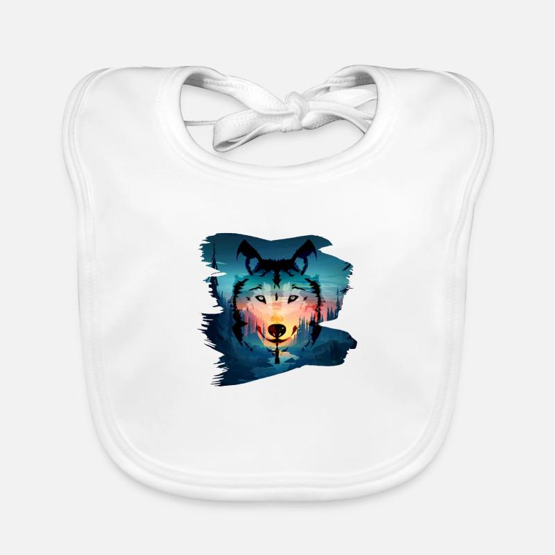 loup - Bavoir bio Bébé - blanc