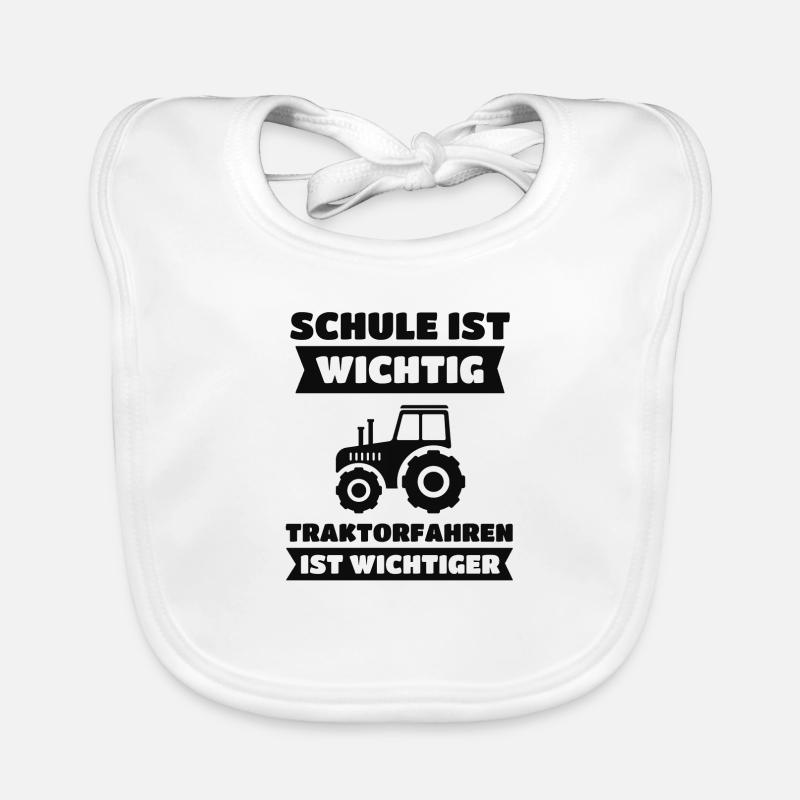 Trecker Trekker Traktor Schule Spruch Geschenk Baby Bio-Lätzchen