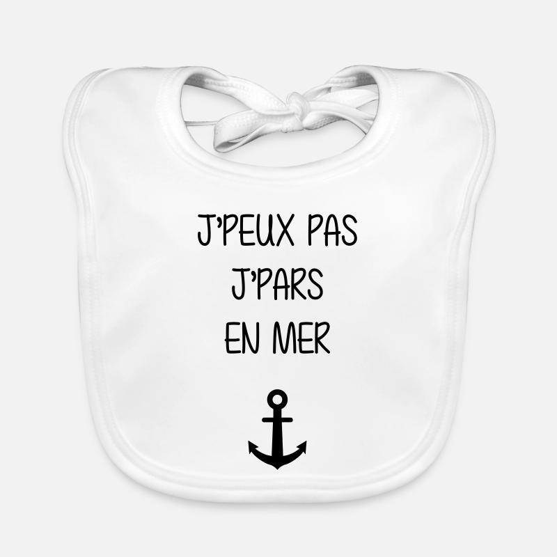 Marin / Marine / Bâteau / Ancre / Mer - Bavoir bio Bébé - blanc