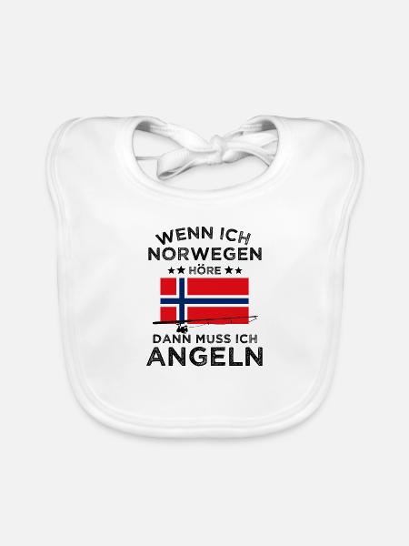 Norwegen Angeln Angler Fischen Urlaub Geschenk - Baby Bio-Lätzchen - Weiß