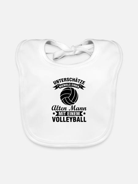 Alten mann mit einem Volleyball Spieler Geschenk - Baby Bio-Lätzchen - Weiß - Vorne
