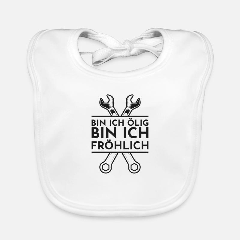 Bin ich ölig Geschenk Mechaniker Kfz Auto Garage Baby Bio-Lätzchen