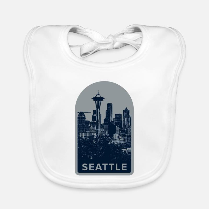Badge Seattle Skyline : Silhouette Space Needle Bavoir bio Bébé