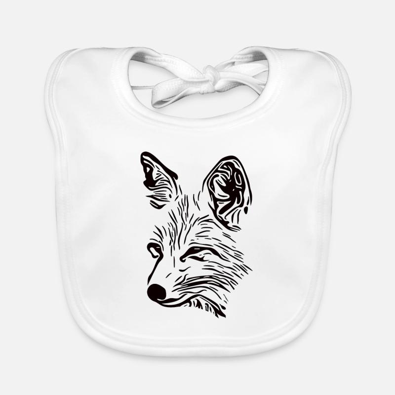 Fox Portrait Drawing Organic Baby Bibs