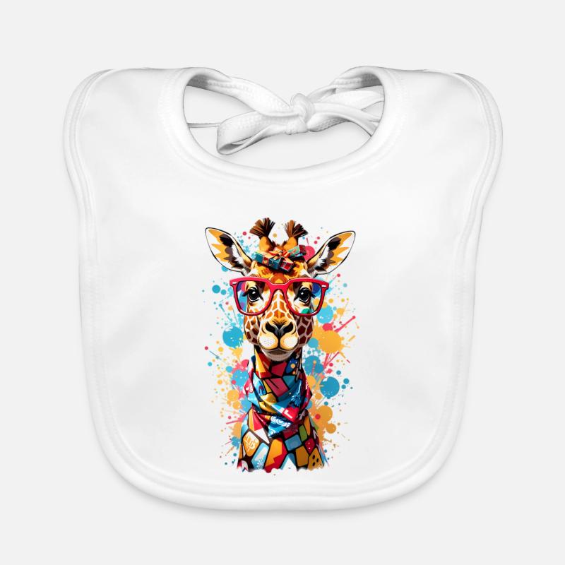 Girafe cool - Bavoir bio Bébé - blanc