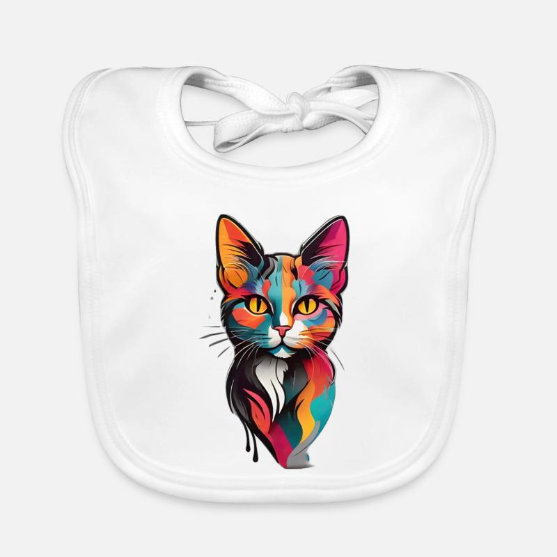 Visage de chat coloré Bavoir bio Bébé