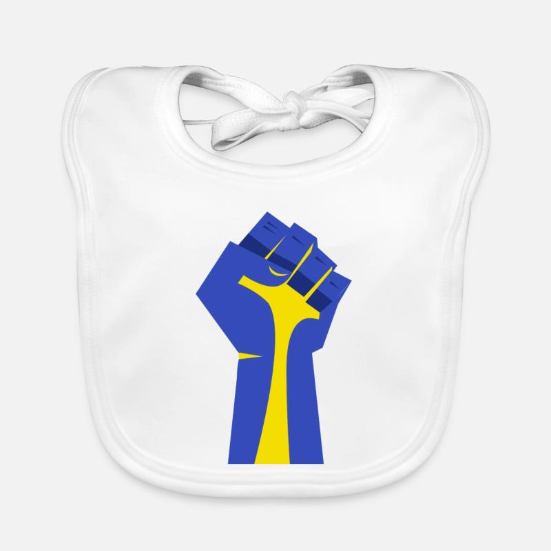 Le poing levé (bleu, jaune) Bavoir bio Bébé