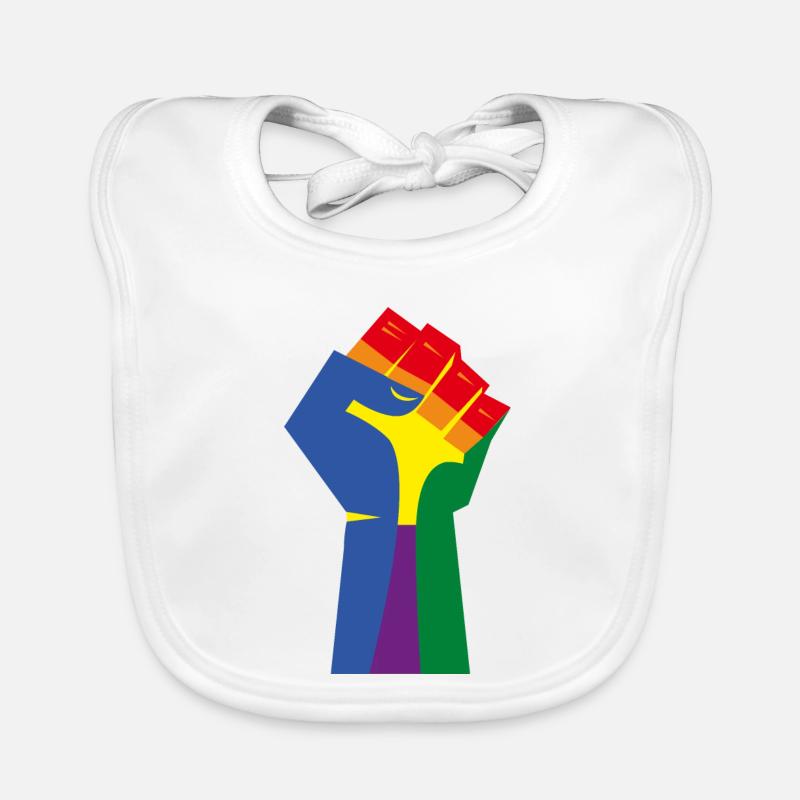 Die erhobene Faust (Regenbogenfarben) Baby Bio-Lätzchen