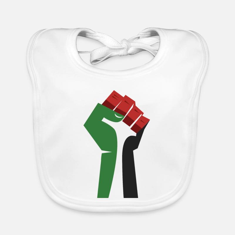 Le poing levé (vert, blanc, noir, rouge) - Bavoir bio Bébé - blanc