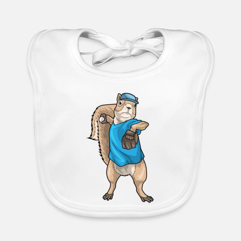 Squirrel Baseball Baseball Glove Organic Baby Bibs