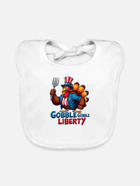 Gobble Gobble Liberty - Bavoir bio Bébé - blanc - Devant