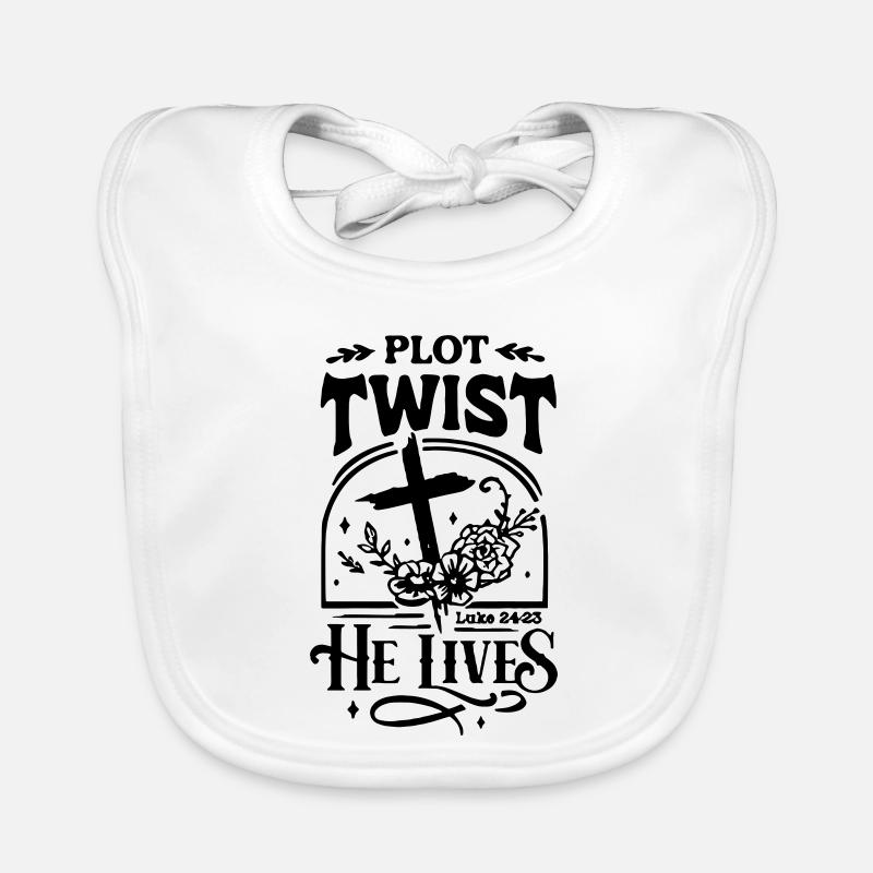 Plot Twist He Lives Easter Christian Organic Baby Bibs