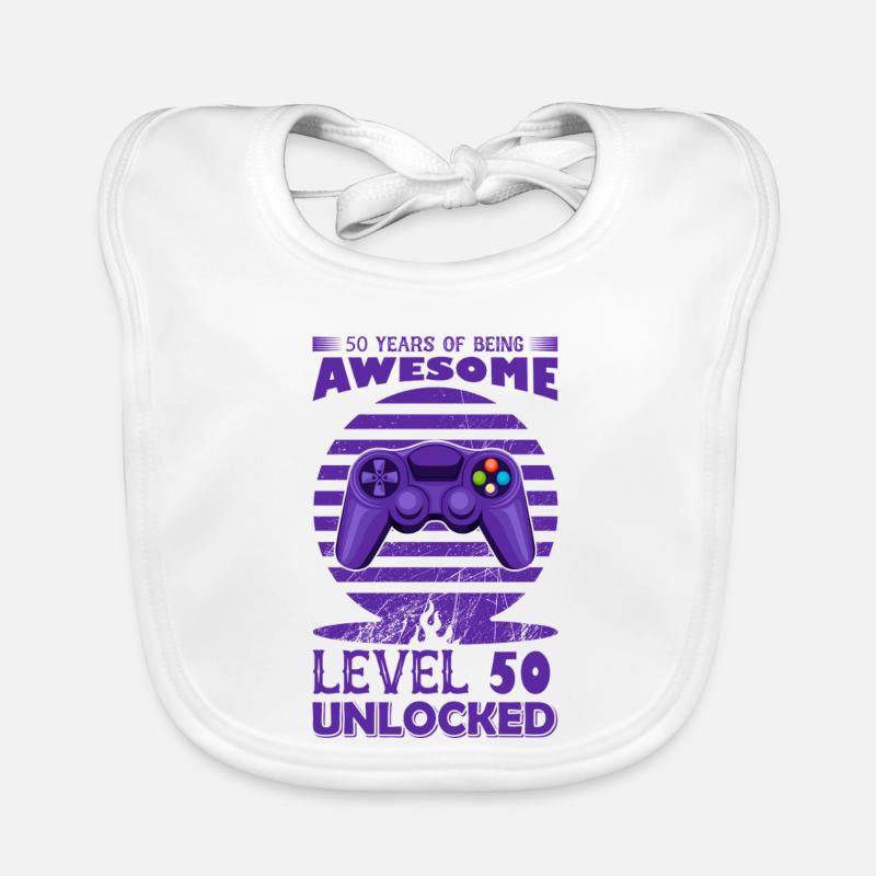 Retro Gaming Controller Motif Organic Baby Bibs