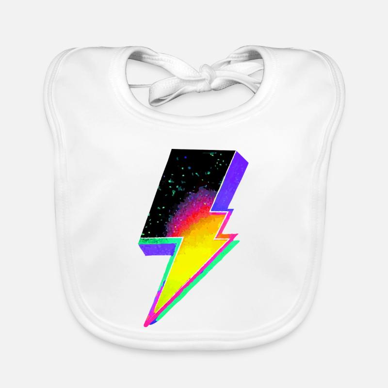 Neon Rainbow Lightning Emblem Organic Baby Bibs