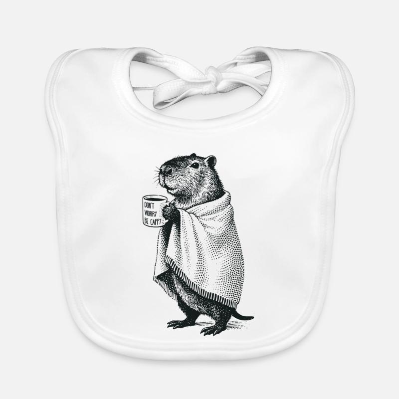 Don't Worry Be Cappy - Herbst Winter Capybara - Baby Bio-Lätzchen - Weiß