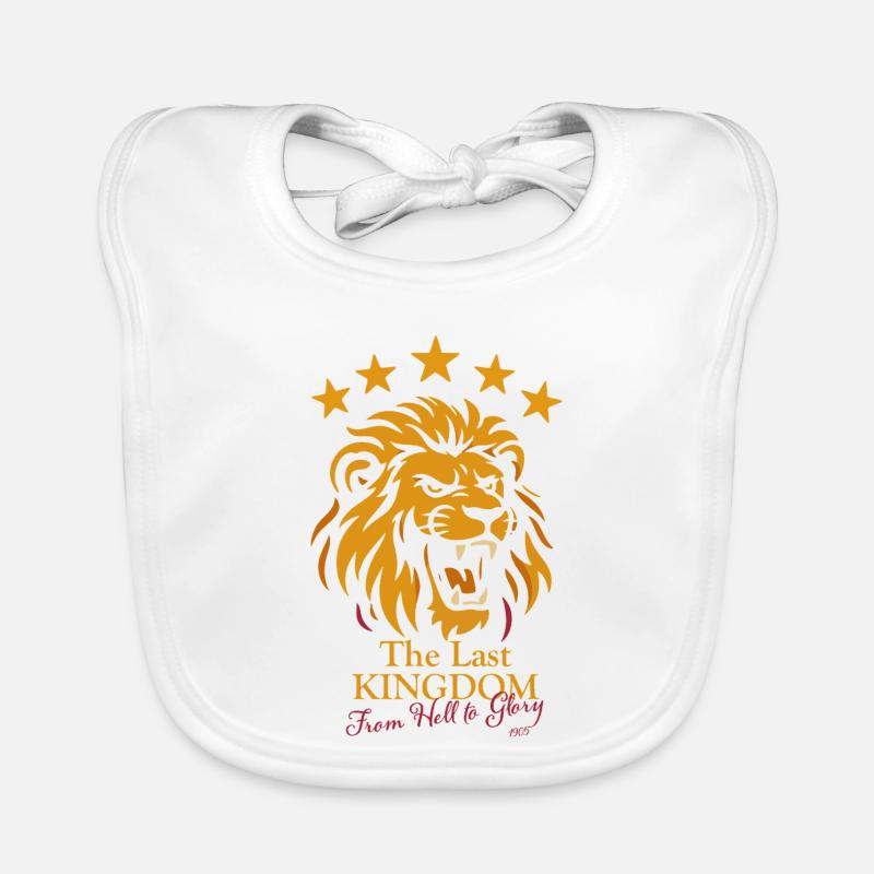 Last Kingdom Lion From Hell to Glory  - Organic Baby Bibs - white
