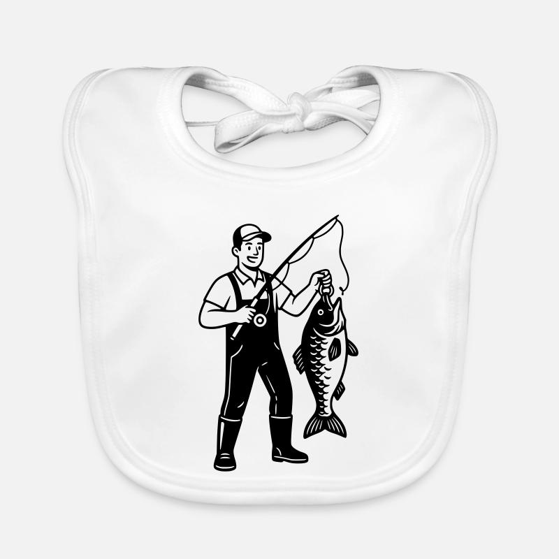Angler Big Catch Fish Pride Vector Organic Baby Bibs