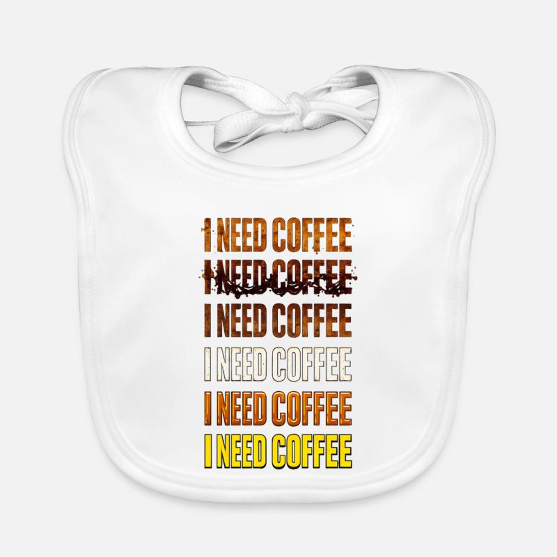 I Need Coffee – Color Gradient Text Organic Baby Bibs