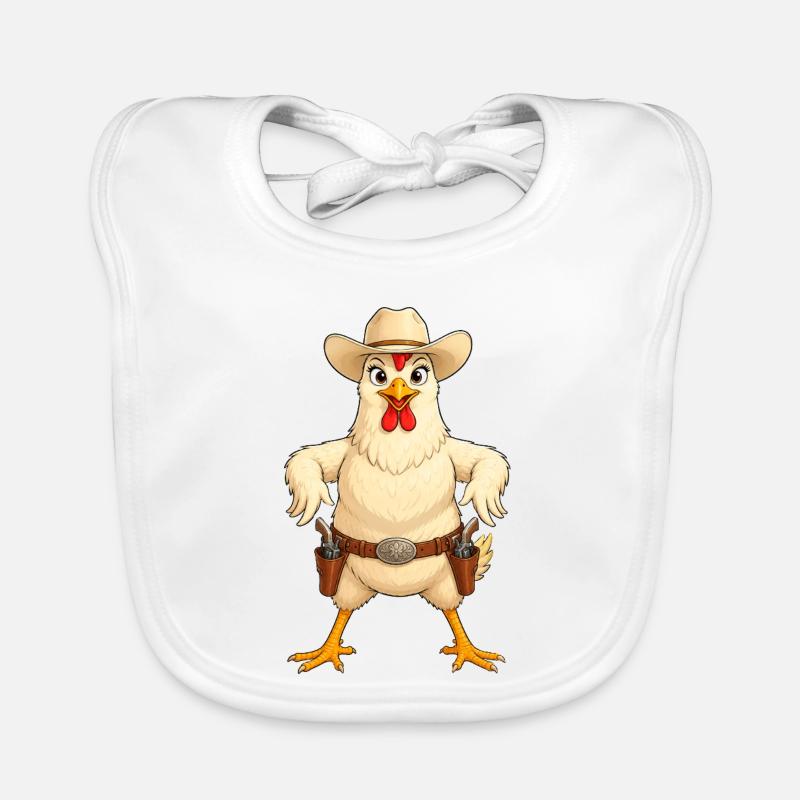 Chicken in Western Pose Organic Baby Bibs
