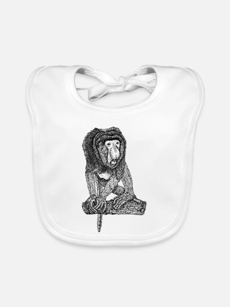 proboscis monkey - Organic Baby Bibs - white