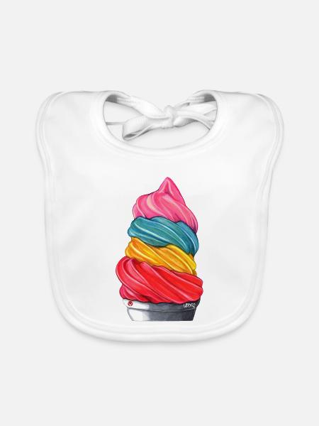 Regenbogen-Eiscremestapel - Baby Bio-Lätzchen - Weiß