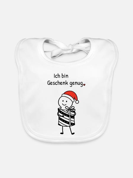 Ich bin Geschenk genug | Weihnachtshumor mit Figur - Baby Bio-Lätzchen - Weiß - Vorne