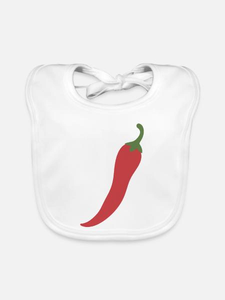 Chilischote Lebensmittel Illustration Geschenkidee - Baby Bio-Lätzchen - Weiß - Vorne