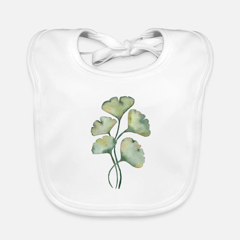 Gingko biloba - Bavoir bio Bébé - blanc