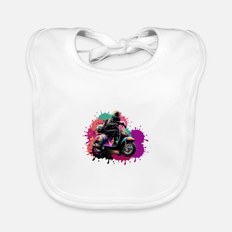 moto, scooter, coloré, peinture, éclaboussure de couleur Bavoir bio Bébé
