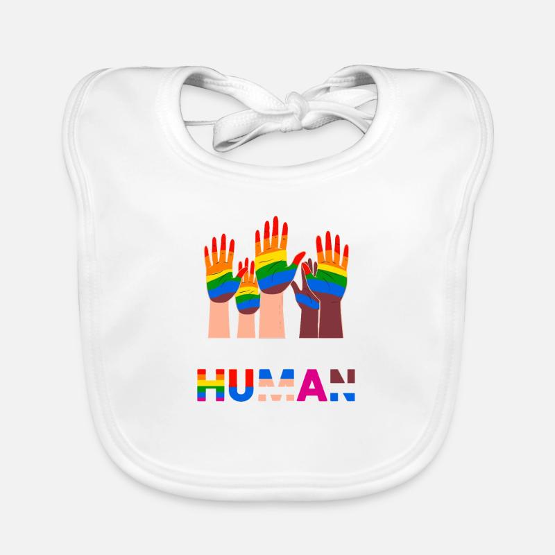 We Are All Human Diverse Hands Rainbow Organic Baby Bibs