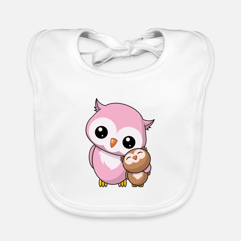 Owls Siblings - Cadeau mignon de chouette Kawaii Bavoir bio Bébé