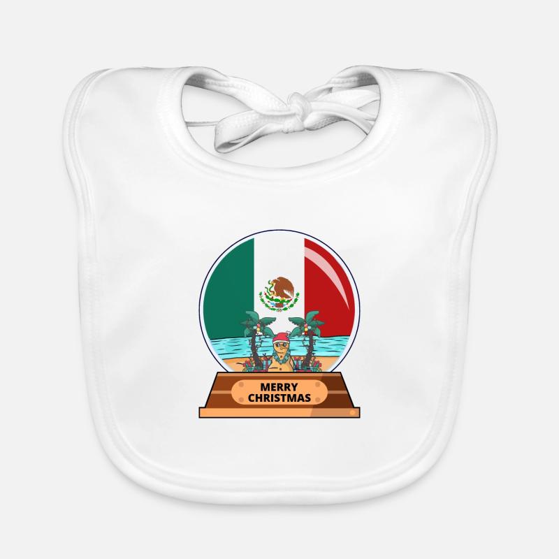 Mexico flag snow globe home Christmas Organic Baby Bibs