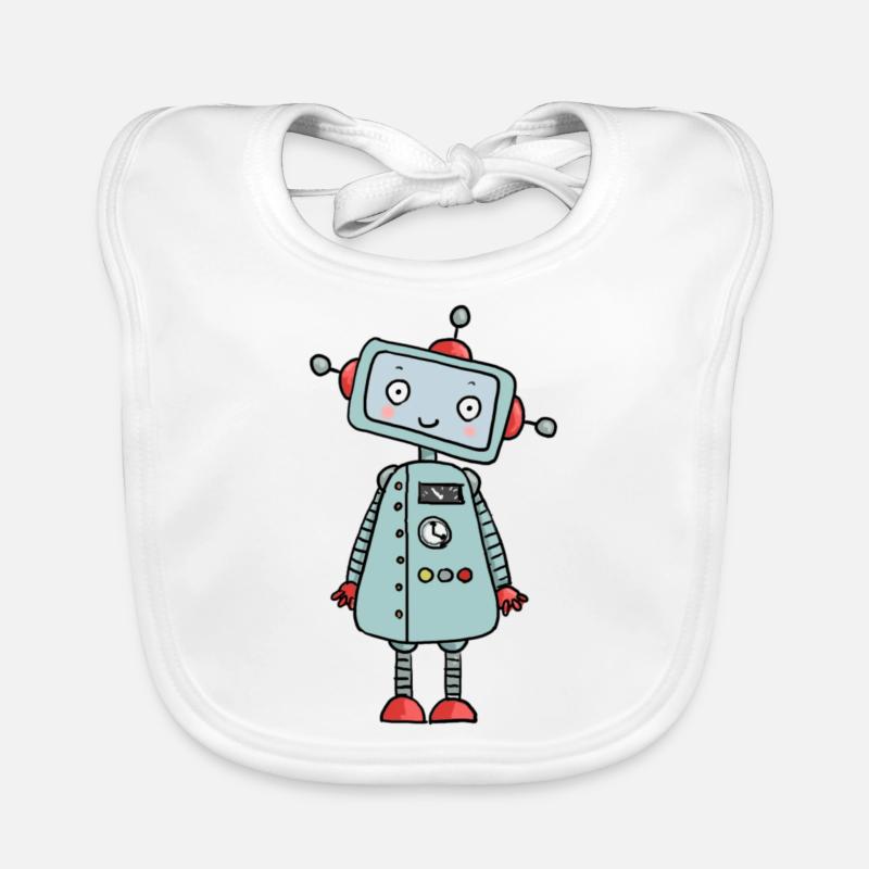 Super cute robot Organic Baby Bibs