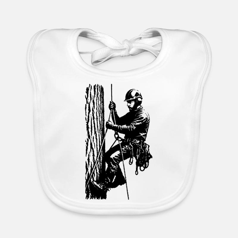 Arborist/Tree Climber (Black Silhouette) Organic Baby Bibs
