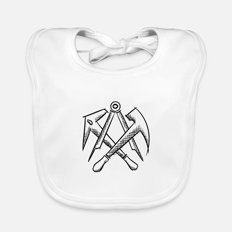 Enseigne de guilde de couvreur, dessinée à la main. Dessin Bavoir bio Bébé
