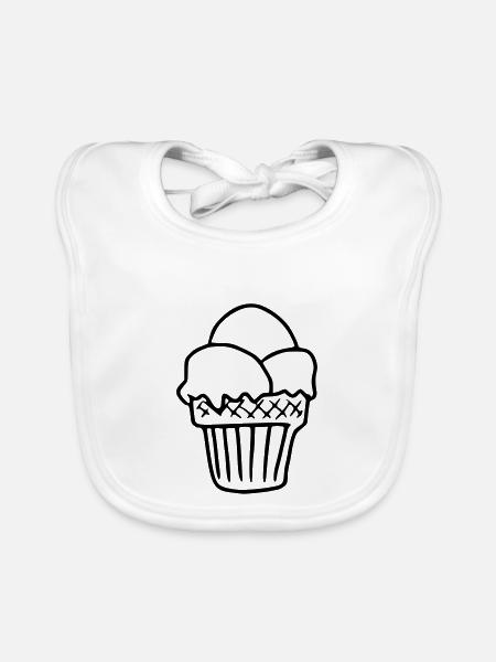 Emoji Eiscreme Skizze Eis Sticker - Baby Bio-Lätzchen - Weiß - Vorne