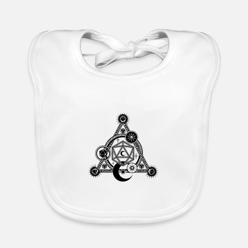 D20 Mystical Crescent Moon Magic Circle RPG Organic Baby Bibs
