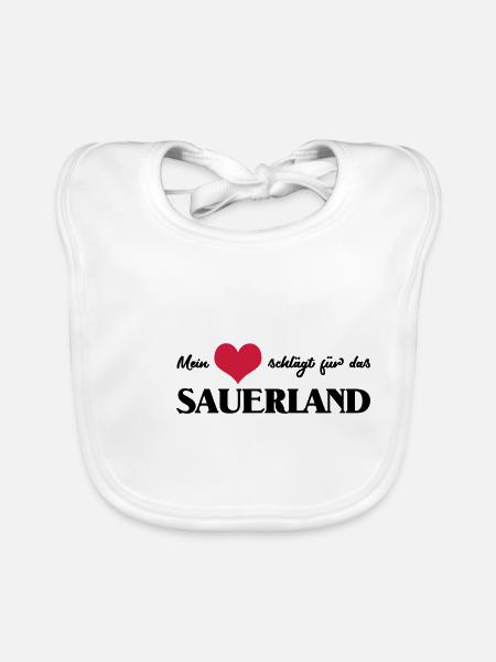 my heart beats for the Sauerland - Organic Baby Bibs - white - Front