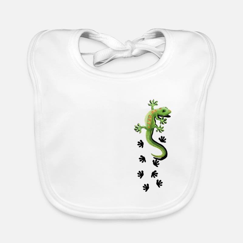 Gecko Motive Gekko Geschenkidee Geckos Echse Asien - Baby Bio-Lätzchen - Weiß