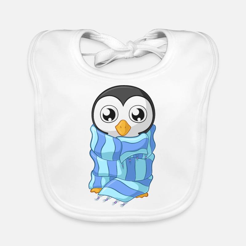 Frierender Comic Pinguin Baby Bio-Lätzchen