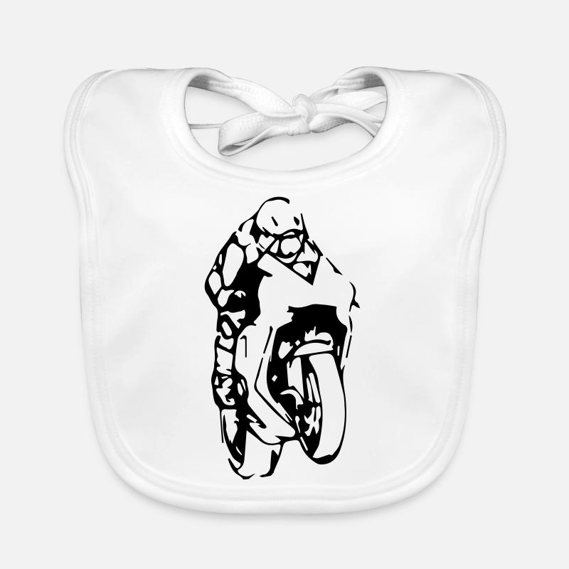 Motorrad-Spur - Baby Bio-Lätzchen - Weiß