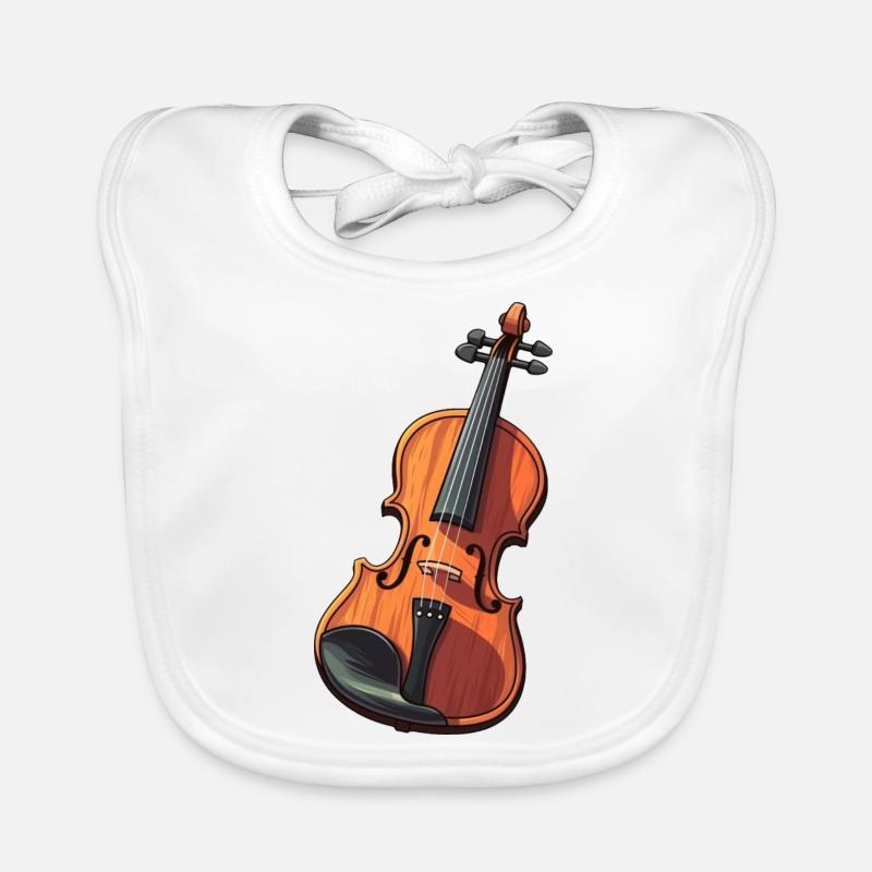 Violon dans le style comique - Bavoir bio Bébé - blanc