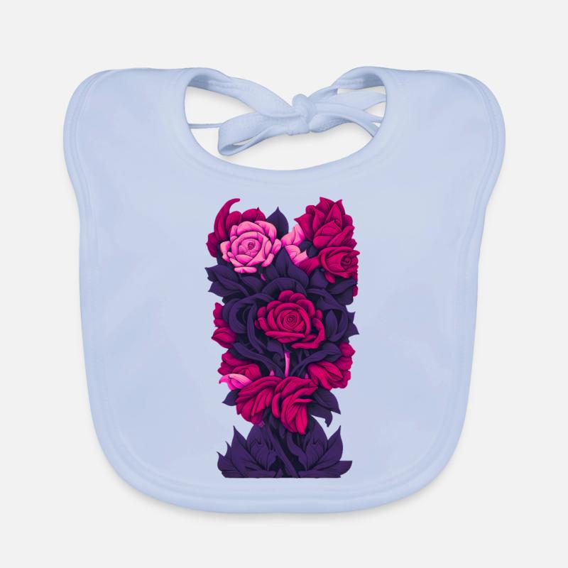 Blumen (lila, rot, rosa) Baby Bio-Lätzchen