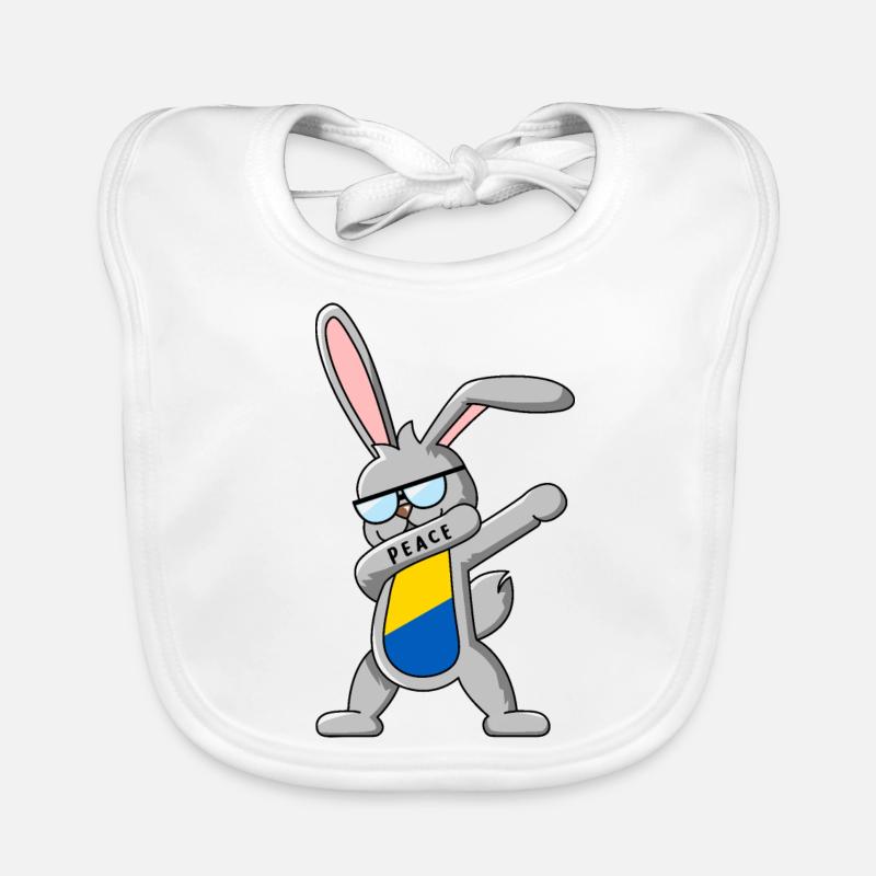 Dabbing bunny dances herself yellow and blue Organic Baby Bibs