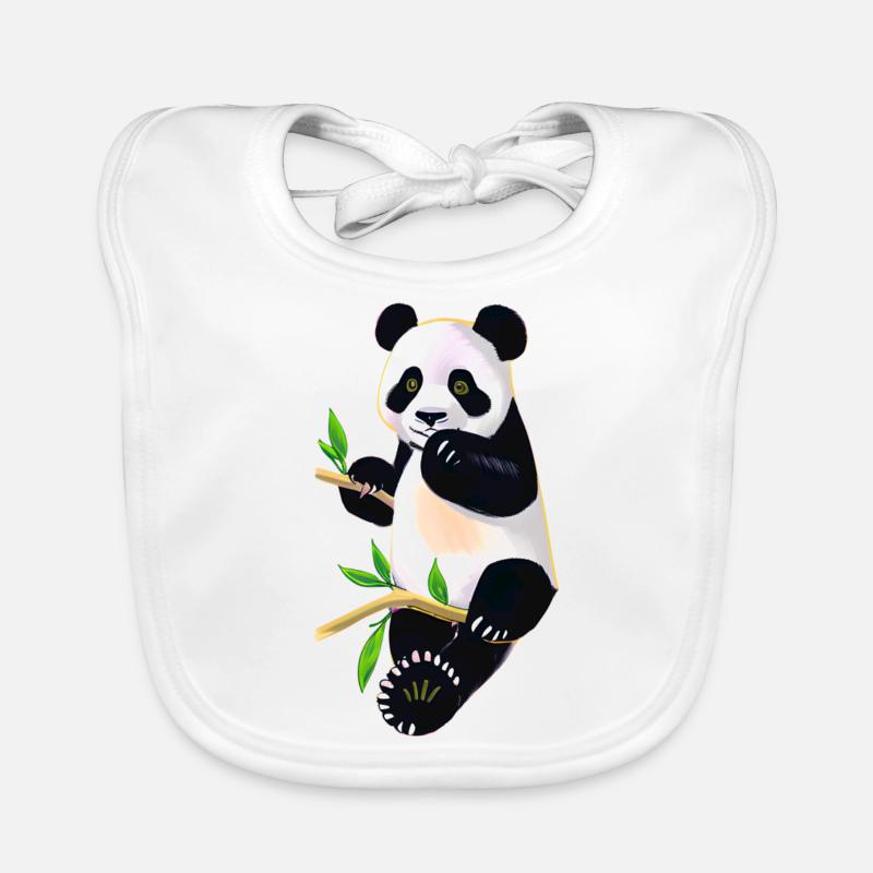 Süßer Panda auf Baum - Baby Bio-Lätzchen - Weiß
