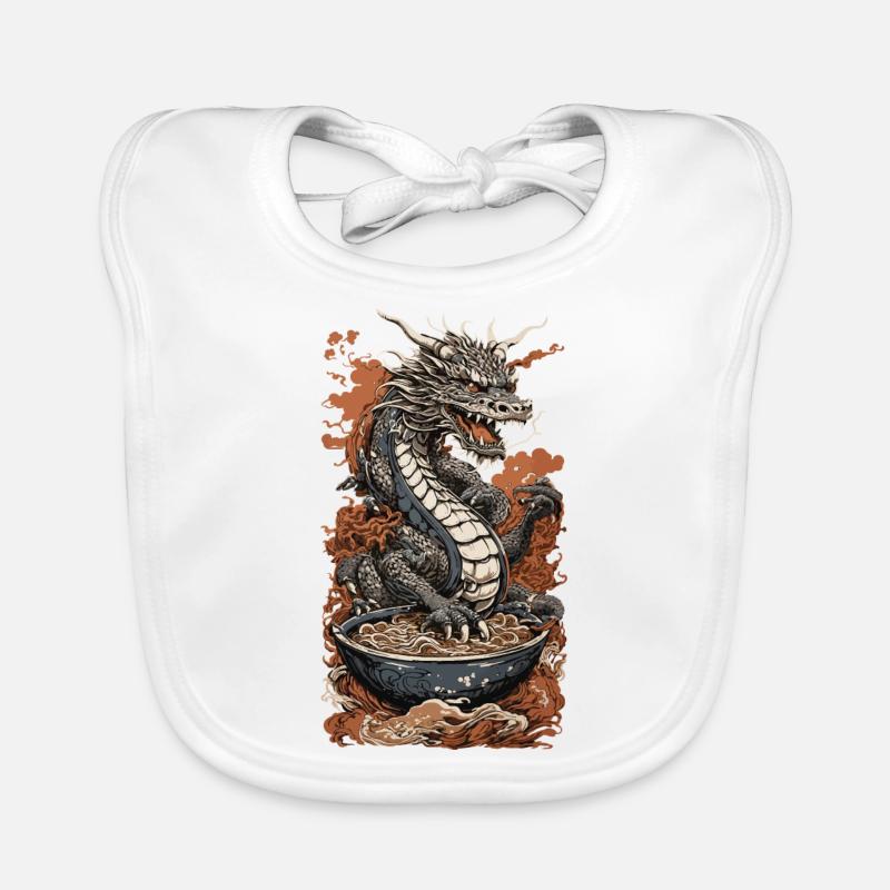 Drache im Ukiyo-E Stil & Ramen Nudel Suppe Baby Bio-Lätzchen