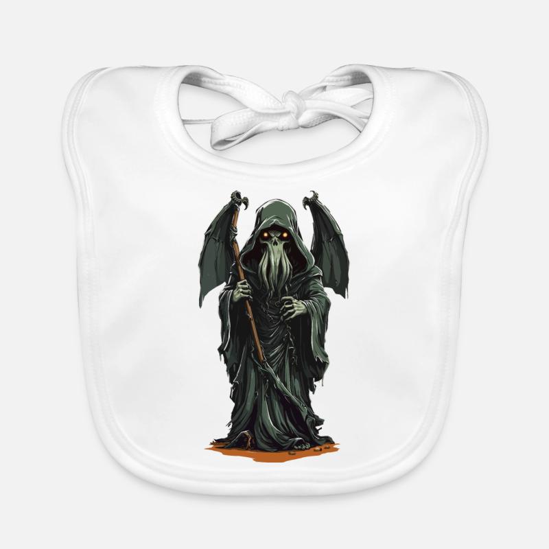 Druids Grim Reaper Tentacle Horror Halloween Organic Baby Bibs