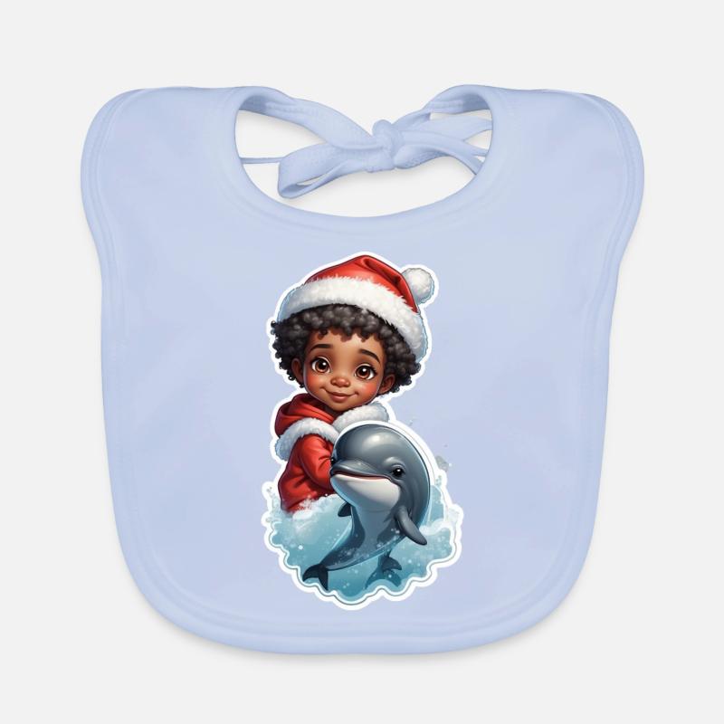 Dauphin Hiver Noël Drôle Bavoir bio Bébé