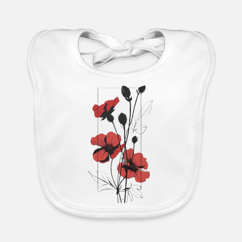 Fleurs élégantes - Bavoir bio Bébé - blanc