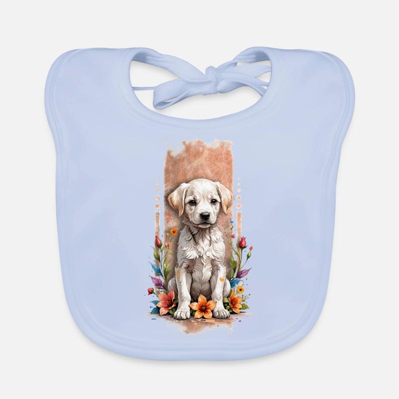 Blumenbegleiter: Labrador-Welpe inmitten von Blüten Baby Bio-Lätzchen